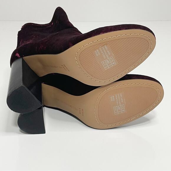 NEW French Connection Capri Crushed Velvet Ankle Boots Brunello Wine 9.5 - Picture 6 of 9